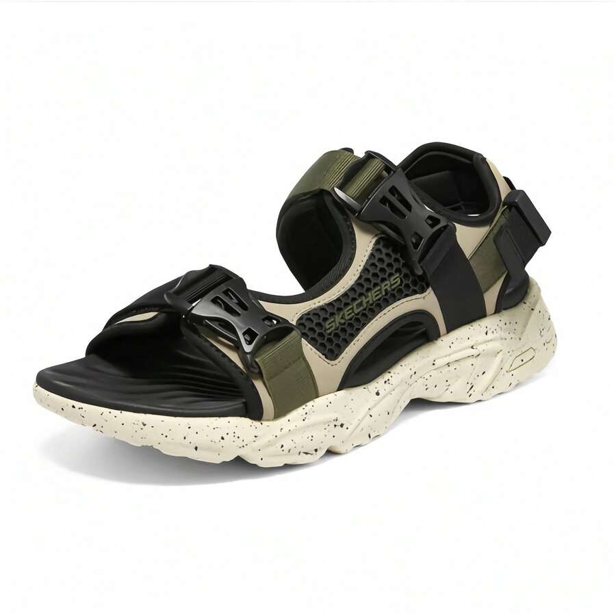 Skechers SPORT CASUAL Series Comfort Hook And Loop Men's Casual Sandals, Grey-Brown - Olive Green - View 1