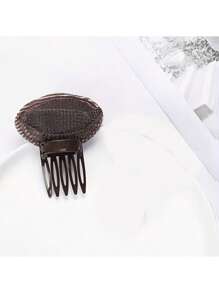 1pc Women Bangs Poof Hair Clip, Simple Solid Color, For Daily Headpiece Styling, Black-Brown,Hair Accessories