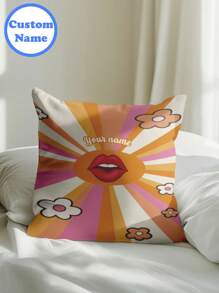 1pc Nome Personalizado Impresso DIY Fronha, Personalizado Single-Side Printed Pillow Cover Para Família, Crianças, Animal de Estimação, Amigos. Perfeito Para Casamento, Festival, Festa, Dia das Mães, Dia dos Pais, Ação de Graças, Sala de estar Sofá, Quarto Capa de Almofada Decorativa