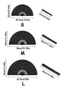 Juego de 3/2/1 abanico manual plegable grande, abanico de fiesta de tela premium, abanico manual plegable de tela de nailon negro, abanico manual plegable artesanal para uso en eventos, decoración de enfriamiento, club, baile, hogar, accesorio, regalo para entusiastas de la danza de damas y caballeros