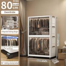 Foldable Wardrobe Clothes Storage Cabinet, Thickened Closet For Home/Bedroom, Easy Installation, Suitable For Children