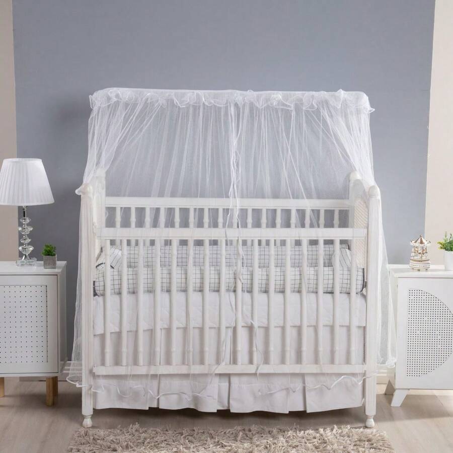 Baby Mosquito Net For Crib Rod Comfort And Safety Of Baby Protects From Insect And Mosquito Bites - White - View 1