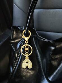 Spring & Summer Essential - Gold Letter Keychain, Unisex, Shiny A-Z Letter Keychain Pendant, Suitable For Backpacks, Handbags, Car Keys, House Keys, Suitable For Dates, Study, Vacation, Beach, Work, Commuting, And Also A Fashion Gift For Mother's Day, Bag Charm.