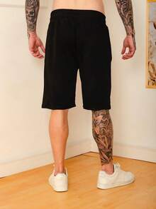 Men's Sweatpants / Zippered Pockets / Elastic Waist - 黑色 - 查看 2