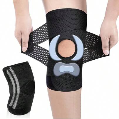 第八代增强版可调节透气运动护膝，带4个弹簧，包含双侧半月板和半月板护膝