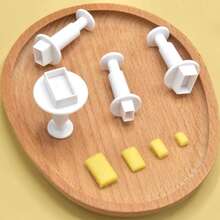 4pcs Cake Fondant Cookie Plastic Baking Cutter Mold, Biscuit Stamps For Kitchen Baking Tools - White - View 11