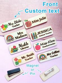 1 pièce Badge en bois nominatif d'enseignant / Badge nominatif personnalisé d'école / Badge nominatif fait sur mesure / Badge nominatif d'enseignant / Badge d'école / Cadeaux d'enseignant / Broche épingle / Broche magnétique - professeur - Voir 9