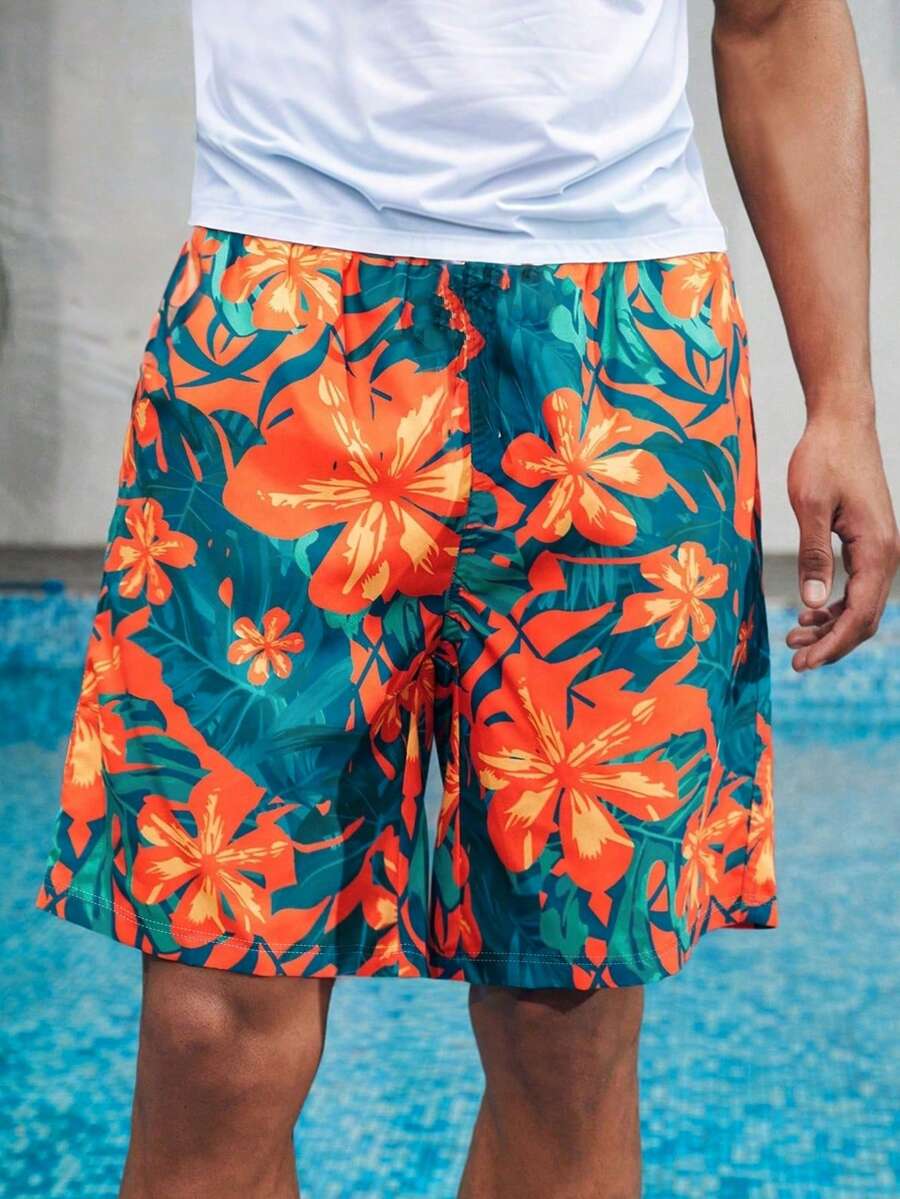 1 件男童和青少年休闲宽松 5 英寸内缝短裤，夏季户外度假