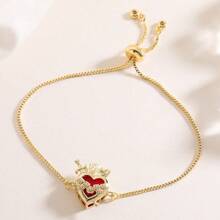 1 pieza Brazalete ajustable de cobre chapado en oro de 18 quilates con circonita roja en un diseño minimalista y personalizado para transfronteriza