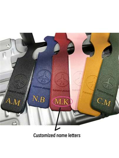 [Customized] 1PC Personalized Name Letter Custom Portable PU Faux Leather Luggage Tag Suitcase Identifier Label Baggage Boarding Bag Tag Name ID Address Holder Travel Accessories