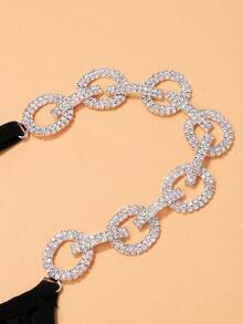 1 pieza Braguitas de bikini con brillantes de moda sexy plateadas, joyería de cadena corporal, traje de baño de playa de verano, estilo Y2K - STL2903 Plata - Ver 4