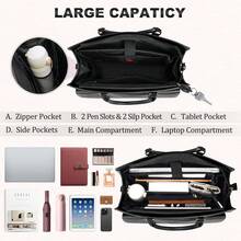 RAINSMORE Laptop Bag For Women 15.6 Inch Laptop Tote Bag Business Office Work Bags Professional Briefcase Waterproof Leather PU Computer Bag Teacher Shoulder Bag Handbag - Black - View 11