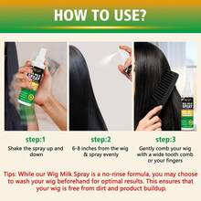 Goiple 2pcs Hydrating & Reviving Wig Milk Spray – 2 - In - 1 Leave - In Conditioner & Detangler, Moisturize Revive Wig & Weave Spray With Tea Tree Oil, Coconut Oil, Aloe Extract – For Human & Synthetic Hair Wigs, Daily Wig Care, Frizz - Free, Smooth & Shiny Finish, Women - 200ml - 查看 6