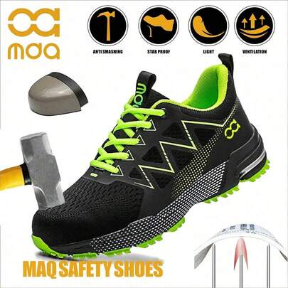 Men's Outdoor Sports Shoes, Men's Safety Shoes Steel Toe Work Shoes, Comfortable Lightweight Hiking Shoes, Anti-Smash Anti-Puncture Breathable Sports Work Shoes, Construction Site Warehouse Garden Toe Protection Work Safety Shoes
