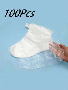 100个一次性足膜套，塑料足膜套，适用于足部修复，足部保湿袜SPA足部护理，试鞋用透明足膜袜，舒适闭合。 - 彩色 - 查看 10