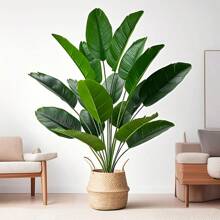 Artificial Tropical Banana Leaf Plant, 18 Leaves, No Power Supply, No Watering Care, Lasting Bright Color, Suitable For Home And Garden Decoration, Balcony, Living Room And Other Decoration, Very Suitable For Outdoor Decoration, The Product Does Not Include Flower POTS