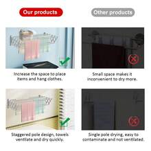 Wäscheständer Wandmontage ausziehbar Wandwäschetrockner Klapptrockner Wäschetrockner Teleskop Edelstahl Wandmontage mit 9 Stangen