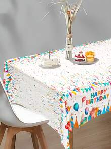1Pc Colorful Happy Birthday Tablecloth, Balloons Pattern Table Cover,Table Runner, Birthday Party Gift,Table Deocration,Home Decor Table Decor,1st Birthday Party Favor,Party Tablecloth,Table Ornament,Birthday Decoration