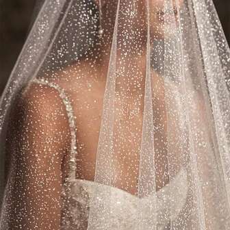 1pc Bridal Veil, Starry Tulle, Fashionable & Romantic, Suitable For Wedding, Proposal, Photoshoot, Party, Church Ceremony Fall Clothes For Women