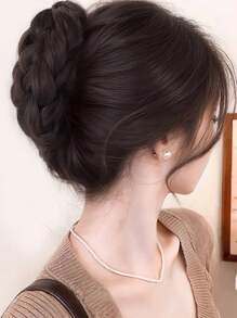 1 szt. damska spinka do włosów z warkoczy z syntetycznych włókien, wysoka spinka do warkoczy z koroną, spinka do baków, puszysty upięty kok, swobodna spinka do włosów z syntetycznych włókien, odpowiednia na każdą porę roku, jesień i zimę, akcesoria do włosów dla kobiet, stroje wakacyjne