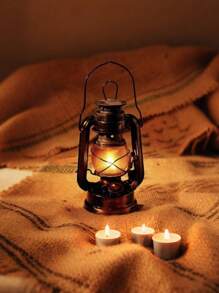 1pc Vintage Kerosene Lamp, Old-Fashioned Desk Lamp Decor, Retro Lantern For Camping Tent, Bar Restaurant Decoration