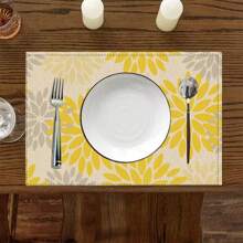 A Set Of 4/6pcs Spring And Summer Placemats Designed With Colorful Spring Flower Patterns, Woven From 100% Polyester Fiber, Machine Washable Polyester Placemats With Multiple Color Patterns To Choose From, Heat-Resistant, Stain Resistant, Waterproof, Easy To Clean, Suitable For Coffee Table Decoration, Holiday Party Decoration, Table Protection, Kitchen And Living Room Decoration