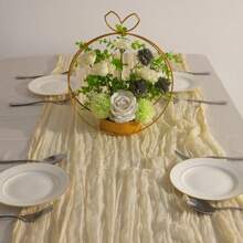 1 pieza Cheesecloth (gasa) de mesa de color crema, Cheesecloth (gasa) bohemio de granja brillante de 120 pulgadas (304,8 cm), Cheesecloth (gasa) con lentejuelas brillantes, Adecuado para bodas, fiestas, bautizos, cumpleaños y decoración del hogar