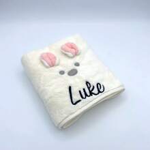1 pezzo Asciugamano personalizzato per bambini con simpatici volti di animali, nome ricamato personalizzato, asciugamano da bagno per bambini, regalo di compleanno unico per bambini e neonati, multifunzionale, decorativo, con lettera, elegante, moderno, colorato, carino, adorabile, casual, personalizzato, unico, ideale come regalo per lui, lei, figlio, figlia - asciugamano - Visualizzare 3