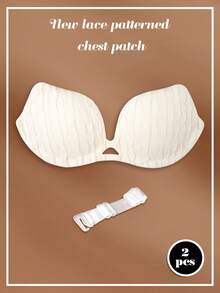 全新花瓣形女士防滑纯色聚拢粘合胸罩，配有透明肩带、可重复使用的无肩带隐形乳头条、女士内衣和内衣配件