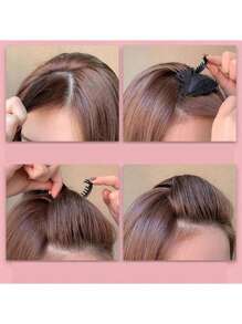 1pc Women Bangs Poof Hair Clip, Simple Solid Color, For Daily Headpiece Styling, Black-Brown,Hair Accessories