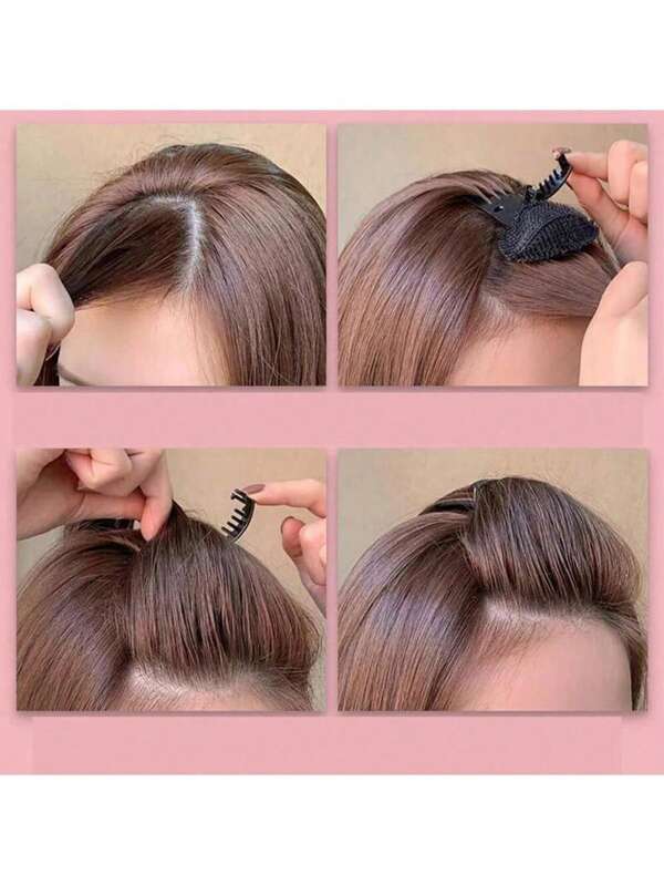 1pc Women Bangs Poof Hair Clip, Simple Solid Color, For Daily Headpiece Styling, Black-Brown,Hair Accessories