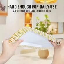 50/25/12/6pcs Gold Plastic Cutlery Set Including Knife, Fork, Spoon, Square Gold Plastic Plates, Elegant Diamond Pattern Design, Reusable And Easy To Clean, Suitable For Birthday, Wedding, Graduation, Baptism, Anniversary, Teambuilding, Outdoor Party, Holiday Gathering, Etc - Gold - View 5
