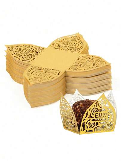 10/25/50 pièces Papier d'emballage pour chocolat de Ramadan, caissettes à muffins de cuisson, dessous de gâteau, boîtes cadeaux de bonbons de Ramadan, décorations de fête Aïd Moubarak