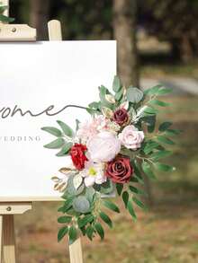 2pcs Artificial Gray Rose Wedding Arch Flowers, Wedding Welcome Sign Decor & Arch Flowers, Suitable For Wedding Reception (Gray Rose And Blush) - Multicolor - View 9