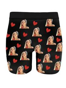 1pc Custom Boxers For Men, Personalized Men's Underwear, Festive Men's Underwear (Thanksgiving/Valentine's/Christmas/Birthday/Party), Customized Designs (Digital Printing/Tape/Heart/Cartoon), All-Over Print Trunks, Fun & Playful Styles (Animal Prints/Naughty Themes), Custom Boxer Briefs, Personalized Boxers For Husband, Plus Size Men's Boxers - Anniversary Gift, Wedding Gift, Couple Gift, Best Friend Gift, Gift For Boyfriend/Husband/Him