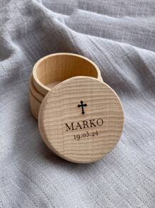 1pc Customized Name Date Wood Baptism Cross Box Jewelry Storage Box Engraved Keepsake Christening Gift Idea Grief Recovering Present Birthday Gift Boys And Girls Back To School