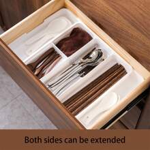 1pc/5 intervalos bandeja organizadora de gaveta de talheres, armazenamento de talheres de plástico para gaveta de cozinha, divisor de suporte de talheres e utensílios para colheres, garfos, facas, utensílios de mesa, organizador de utensílios, organizador de colheres, organizador de cozinha