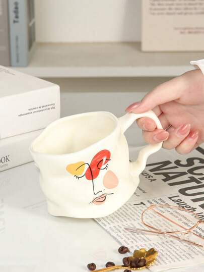 1pc High-Quality Ripple Texture Ceramic Mug, Suitable For Office, Home, Couples, Water Drinking, Personalized Gifts, Gifts For Women, Mom Gifts, Birthday Gifts