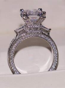 1 pieza Anillo de lujo con circonita cúbica para mujer para boda, compromiso, fiesta, joyería, regalo del Día de San Valentín