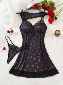 Set de 2 piezas de lencería con camisón y bata sexy para mujer