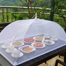 Large Pop-Up White Mesh Food Cover Tent - Collapsible And Washable, Ideal For Outdoor Picnics, BBQs And Parties, Fly-Proof, Great For Covering Breakfast Spreads, Party Food Tents - Picnic Accessories