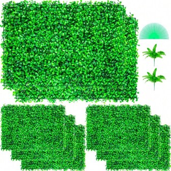 Juego de decoración de jardín vertical con 8 piezas de plantas de hiedra artificial de 61x40 cm, estilo boj, plantas falsas colgantes de PE para interior y exterior
