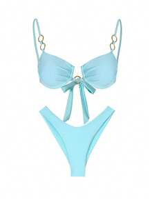3 Pieces Sun Bikini Set For Women 2025 Sexy Swimsuit With Long Skirt Cover Up Push Up Bathing Suit Female Biquini Beachwear - 青碧色 - 查看 6