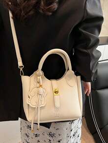 Niche Casual Tote Handbag For Women, Fashionable Bucket Bag, Versatile Crossbody Bag, Spring 2025 - White - View 5