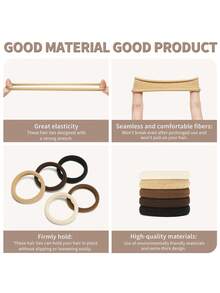 100 条/包彩色加厚 5 厘米弹性发带，适合浓密、厚实的头发，女士和女孩的无缝发饰，中性色马尾辫固定器发圈 - 彩色 - 查看 6