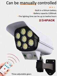 2/3/4pack Motion Sensing Solar LED Street Lights, Fake Camera Human Body Sensing Wall Lights, Outdoor Intelligent Street Light Simulation Monitoring, Night Security Can Use Solar Lights To Prevent Theft 