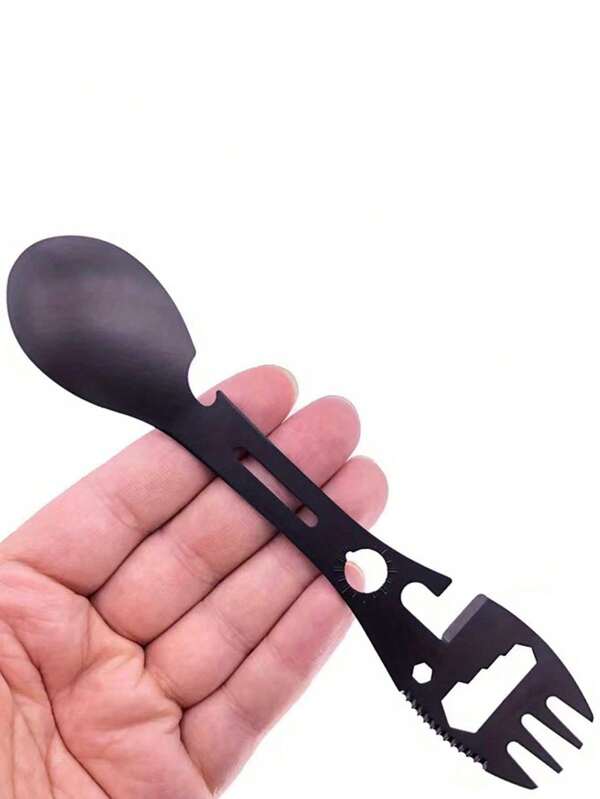 Compact 10 In 1 Stainless Steel Multi Tool Spork Features Spoon Bottle Opener Serrated Cutter Wrench Direction Indicator Perfect For Camping Hiking Picnics Backpacking Travel Camping Fork Stainless Steel Soup Spoon With Bottle Opener Wrench And Other Multifunctional Outdoor Knife Perfect For Camping Hiking Travel For Adventurers Outdoor Enthusiasts Ideal Gift For Hikers Campers