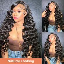Loose Deep Wave 5x5HD Lace Frontal Human Hair Wigs Brazilian Curly Wet Wavy Put On And Go Glueless Wigs Pre Cut No Glue Deep Wave Human Hair Lace Front Wig Preplucked Remy Hair - Natural Black - 查看 4