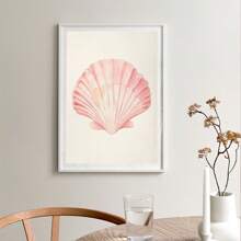 1 pieza, Cuadro colgante de lienzo, enmarcado, Arte de pared, Pósteres, Impresión de concha color rosa pastel, Decoración de habitación de playa, Póster de surf oceánico, Casa de playa, Chica de coco universitaria, Decoración de dormitorio elegante, Decoración de habitación, Arte rosa, Decoración del hogar