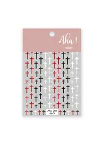 1 pieza Pegatinas de uñas con letras cruzadas en inglés - Pegatinas autoadhesivas desechables para decoración de arte de uñas DIY